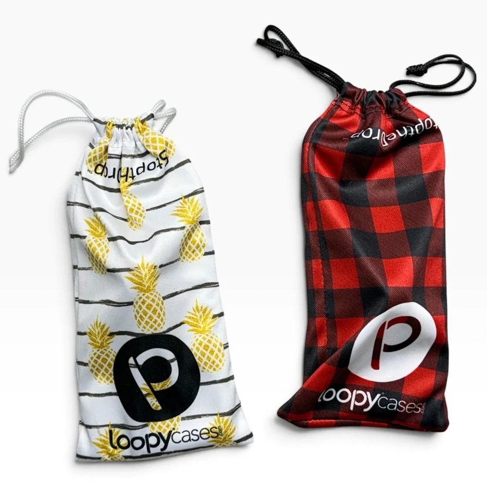 Loopy Cases iPhone 12 Bundle Red Buffalo Plaid Pineapple 2 Cases and Pouches